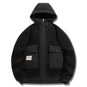 Manteau d'hiver extérieur super doux en polaire tricotée pour hommes, veste d'hiver décontractée à fermeture éclair et panneau contrasté - Product Image 6