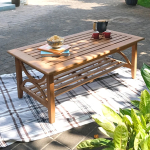 Ensemble de table à manger en bois de teck pour le patio avec coussin-Hana - Product Image 3