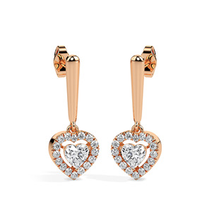 Pendientes de Diamante Cultivado en Laboratorio con Corte Corazón de 1.00 CTW, Certificados por SGL, Oro Sólido de 14K para Mujer - Product Image 3