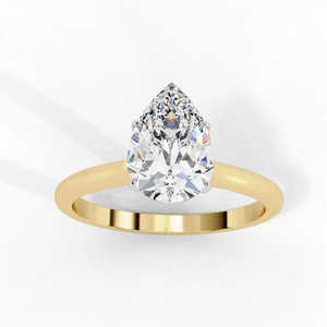 Bague élégante en or 14 carats avec diamant moissanite taille poire pour femme, cadeau de fiançailles, de mariage ou d'anniversaire - Product Image 4