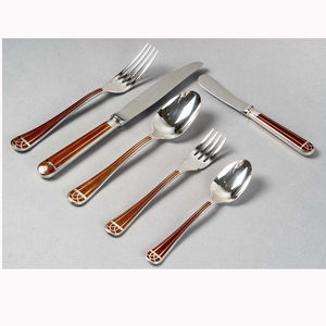 Designer Handle Stainless Steel Gold Plated with designer Greenish <b>Grey</b> Long handle Flatware <b>Set</b> Cutlery <b>Sets</b> - Product Image 5