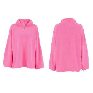 OEM Venta caliente personalizado de invierno de las mujeres 1/4 Zip Pullover Casual Stand Collar Sherpa Fleece sudadera para las mujeres - Product Image 5