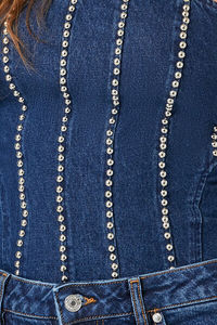 Top de tubo de mezclilla con diamantes de imitación más vendidos, calidad superior, MOQ bajo, diseño personalizado, Top de tubo de mezclilla para mujer, camisa de mujer - Product Image 4