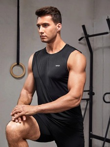 Meilleur prix Vente en gros Débardeur de gymnastique respirant à séchage rapide Hommes Polyester Activewear Fitness Homme Débardeurs Type de motif d'entraînement Blanc - Product Image 5