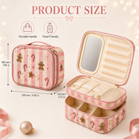 Trousse de maquillage de Noël, organiseur de cosmétiques de voyage avec porte-pinceaux, rangement pour bijoux, plusieurs compartiments, trousse de toilette pour femmes