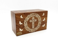 Boîte de collection de souvenirs en bois de shisham pour adultes / Design latin et papillon / Idéale pour les cimetières