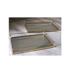 Elegant Decorative Display Trays Made of Metal <b>Mirror</b> Tray Rectangular <b>Tabletop</b> Tray at Attractive Price by Indian Metal World - Product Image 1
