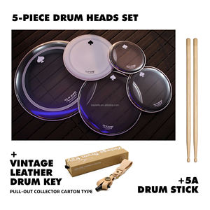 Juego de Parches de Batería Beatello ACE de 10, 12, 14, 16 y 22 Pulgadas, Piel para Caja, Tom, <span class=keywords><strong>Bombo</strong></span> con Baquetas y Llave de Afinación - Product Image 5