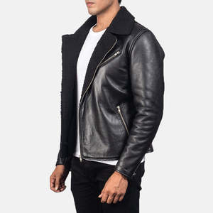 Chaqueta de Cuero Alberto con Cierre, de Piel de Oveja Genuina, Resistente al Agua, para Invierno, Talla XS - Product Image 2