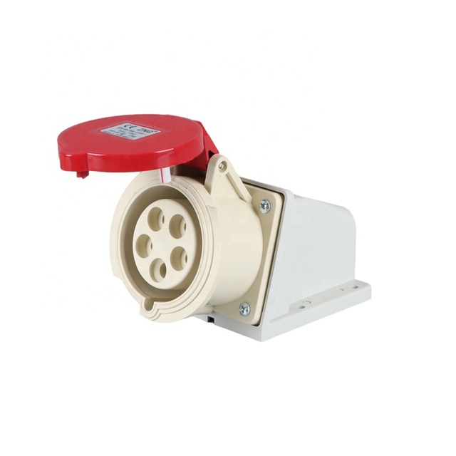 EU Standard IP44 Three Phase Industrial Wall Mount Socket 5 Pin 380V 32A Industrial Stationary Socket ZNG-1252
