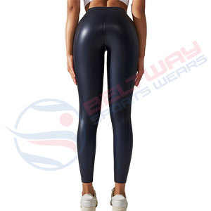Pantalones de cintura alta sexy para mujer Pantalones de cuero de alta calidad hechos en fábrica profesionales delgados para mujer - Product Image 2