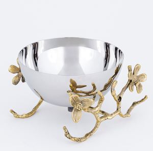 Modern Floral Brass Glazed Salad & Fruit Bowls Nut Bowls <b>Trays</b> Decorative Items Factory Direct New Design Metal Bowls - Product Image 4