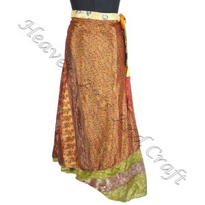 Longue longueur Vintage soie Sari magique robe portefeuille Boho élégant multicolore vêtements d'été confortable mode Hippie Style taille libre - Product Image 2