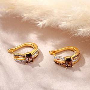 Jeulia Two Tone Crossover Emerald Cut Sterling <b>Silver</b> <b>Stud</b> Earrings - Product Image 6