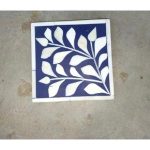 Elegant <b>Light</b> Blue Bone Inlay <b>Tea</b> <b>Light</b> Candle Stand Wood Holder Coaster for Home Decoration with Unique <b>Lantern</b> Design Stone - Product Image 2