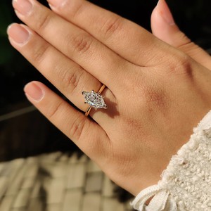 2ct Marquise cut lab grown <b>diamond</b> VS1 certified <b>ring</b> 14kt gold solitaire engagement <b>ring</b> elegant womens fine jewellery design - Product Image 2