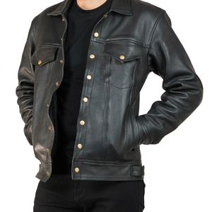 Chaqueta Universitaria de Cuero Genuino Marrón con Cuello Alto para Hombre, Personalizable, Forro de Viscosa Acolchado, Transpirable, Impermeable, con Bolsillo con Cremallera - Product Image 4