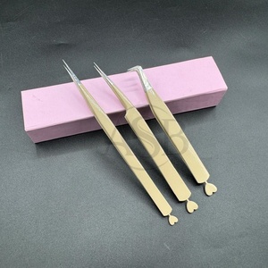 แหนบต่อขนตาสแตนเลสแบบญี่ปุ่นสีน้ำตาลนู้ดปรับแต่งโลโก้ได้อย่างทนทาน - Product Image 1