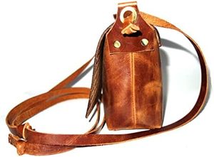 Cuerpo marrón con correa tostada, estampado Floral y tejido de cesta a mano, bolsos de cuero de vaca de grano completo genuino para mujer - Product Image 6