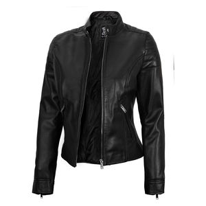 TESSUTO Women's <b>Genuine</b> Cow Leather Motorcycle Jacket Breathable Quilted Waterproof Eco-Friendly Vintage Style <b>Nylon</b> Lining - Product Image 1
