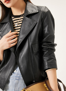 Chaqueta de cuero PU para mujer, suministro de fábrica ecológico, chaquetas para mujer, elegante chaqueta de cuero clásica personalizada Vintage para mujer - Product Image 2