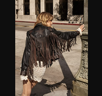 Blouson de moto en cuir personnalisé pour femme, grande taille, respirant, avec franges étoilées, couleur et logo personnalisables, vente en gros
