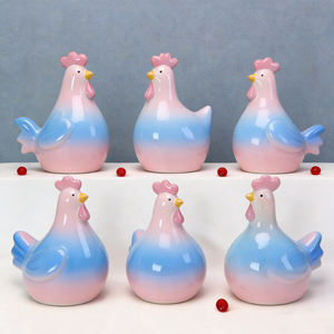 Ensemble de figurines en céramique de ferme de Pâques - Coq, <span class=keywords><strong>poule</strong></span> et poussin colorés en porcelaine pour la décoration de la maison et de la cuisine - Product Image 2