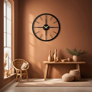 Elegante Reloj de pared redondo de metal negro con diseño atemporal simple perfecto para agregar encanto elegante a la pared del hogar y el interior de la Oficina - Product Image 3