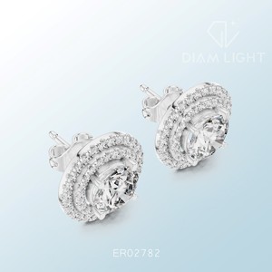 Bulk Supply for Wedding Party Daily Wear Fashion and Export Use IGI Certified Round <b>Cluster</b> Earrings Elegant Jewelry Design - Product Image 4