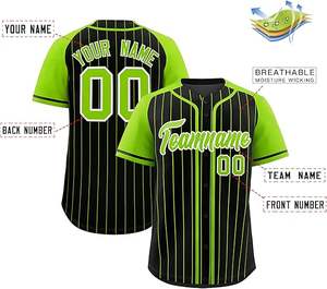 Uniformes de béisbol personalizados de alta calidad con diseño transpirable Nombre Número Logo forro diseño verde y negro - Product Image 2