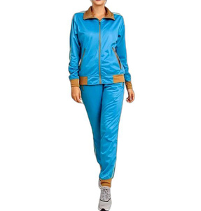 Custom Printing Polyester Color Block Zip Closure Women Tracksuits Regular Fit Sweatsuits Winter Wear Sports Tracksuit for Women - Product Image 5