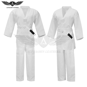 ชุดเทควันโดผ้าคุณภาพสูงสั่งตัดได้สำหรับผู้ใหญ่และเด็ก สีขาวล้วน ชุดศิลปะการต่อสู้ - Product Image 5