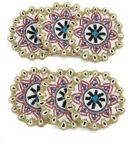 Juego de alfombrillas de mesa con cuentas de oro plateado de 14 pulgadas hechas a mano, patrón ovalado 3D en pizarra, almohadillas de mesa de secado de vidrio, materiales artesanales elegantes - Product Image 4