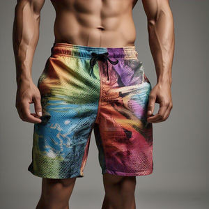 กางเกงขาสั้นตาข่ายพิมพ์ลายแบบซับลิเมชั่นสั่งทำ OEM สำหรับผู้ชาย โพลีเอสเตอร์ 100% กันน้ำ ระบายอากาศได้ดี เหมาะสำหรับชายหาดและฤดูร้อน - Product Image 5