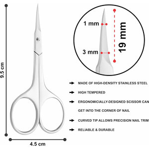 Mini tijeras curvadas de acero inoxidable para el cuidado de las uñas, tijeras de salón con punta de hoja afilada para el cuidado personal y el cuidado de las uñas - Product Image 6