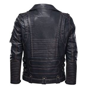 Chaqueta de Motociclista de Cuero Genuino de Piel de Vaca para Hombre, Estilo Bomber, con Tela de Lona, Multicolor, Ecológica y Transpirable - Product Image 5