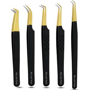 Pince à cils personnalisée en acier japonais à pointe en fibre Pince à épiler classique incurvée à 45 degrés avec volume de botte mince Pointe pointue en acier inoxydable - Product Image 2