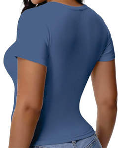 เสื้อยืดผู้ชายถักอย่างมีสไตล์เสื้อยืดแขนสั้นสำหรับผู้หญิงสวมใส่สบายสวมใส่สบายมีรายละเอียดผ้าปักลวดลาย - Product Image 5