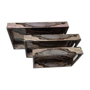 Plateau de service en bois moderne et élégant fait à la main et brillant plateau de forme rectangulaire poli pour accessoires de table de mariage fournitures - Product Image 5