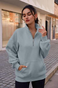 OEM sudaderas con media cremallera para mujer al por mayor de algodón polar transpirable material ligero con logotipo personalizado tamaño sudaderas - Product Image 3