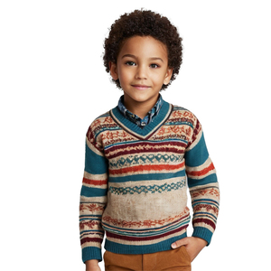 Suéter elegante para niños hecho con tela de lana suave de primera calidad que ofrece comodidad, calidez y protección de invierno perfecta para usar al aire libre - Product Image 5