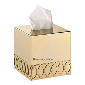 กล่องชุบทองเกรดสูงที่มีใบตกแต่งโต๊ะดีไซน์เนอร์และอุปกรณ์เสริมผู้ถือกระดาษทิชชูและกล่อง - Product Image 2