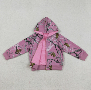 GT1591 Manteau à capuche rose Branches pour filles - Product Image 2
