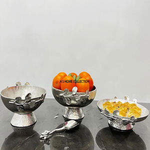 ชามแปะก๊วยทรงกลมเคลือบเงาทำจากอลูมิเนียมสีเงินพร้อมผีเสื้อที่ออกแบบมาเพื่อจัดงานแต่งงานและงานเลี้ยงรีสอร์ท - Product Image 5