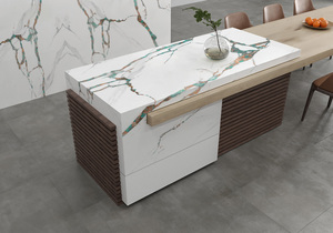 Custom Kitchen Bathroom Vanity <b>Tops</b> Calacatta Quartz Stone Countertops Prefab Cut Carrara Calacata Hotel Projects Fire Resistant - Product Image 1