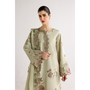 Ensemble IZNIK-3PC : Chemise en mousseline de soie avec détails brodés, dupatta imprimé tie-dye en soie et pantalon - BIC-4892 - Product Image 2