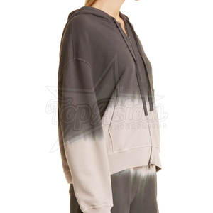 Venta al por mayor 100% algodón Mujer Casual Sudadera con capucha cómoda cremallera ajuste logotipo personalizado transpirable chaqueta de invierno logotipo frontal con capucha cuello - Product Image 3