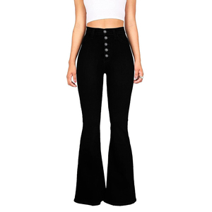 Pantalones de mezclilla con cordones de cintura media de alta calidad, ropa elástica de talla grande para mujer, pantalones vaqueros acampanados Con parte inferior de campana para mujer - Product Image 6