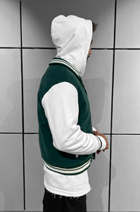 Veste de baseball avec logo brodé personnalisé pour hommes, manches en cuir - Product Image 5