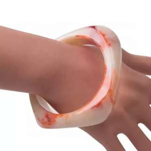 Epoxy Resin Lock Shape <b>Christian</b> Women's Bangles Trendy Luxury Jewelry for Weddings Eid Celebrations & Special Occasions - Product Image 1